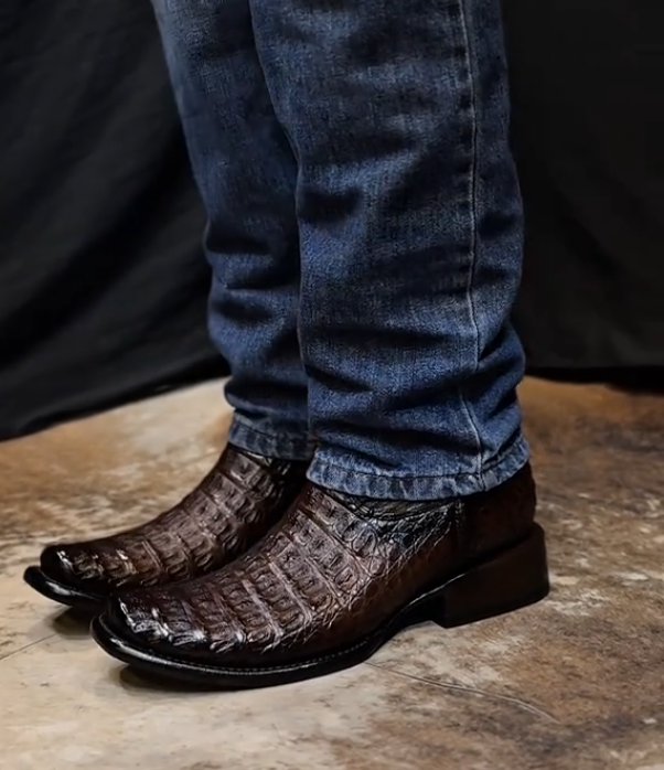 Crocodile mid-calf boots