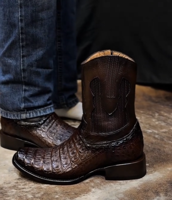 Crocodile mid-calf boots