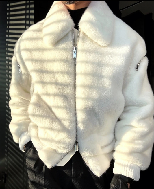 Luxury Lapel Zip-Up Flight Jacket