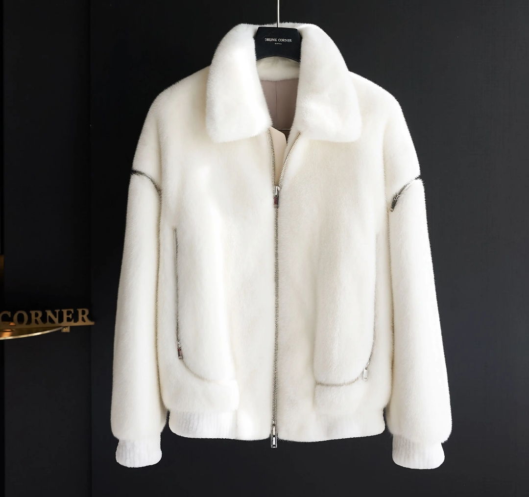 Luxury Lapel Zip-Up Flight Jacket