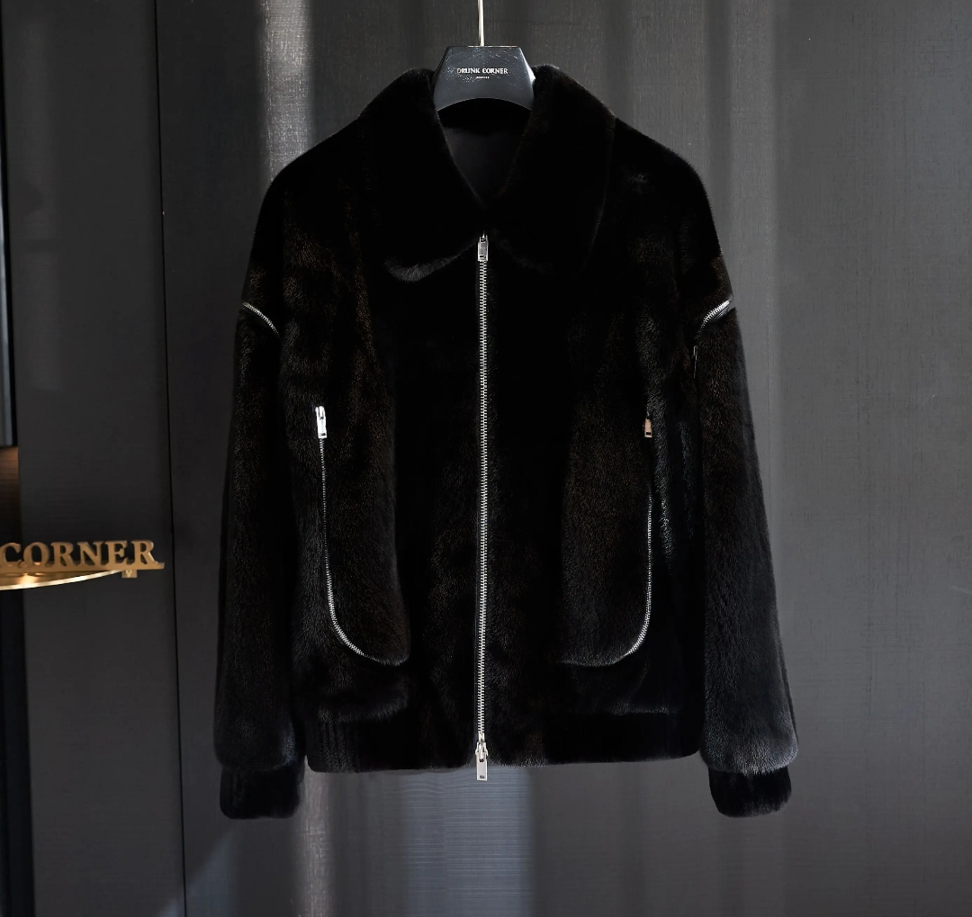 Luxury Lapel Zip-Up Flight Jacket