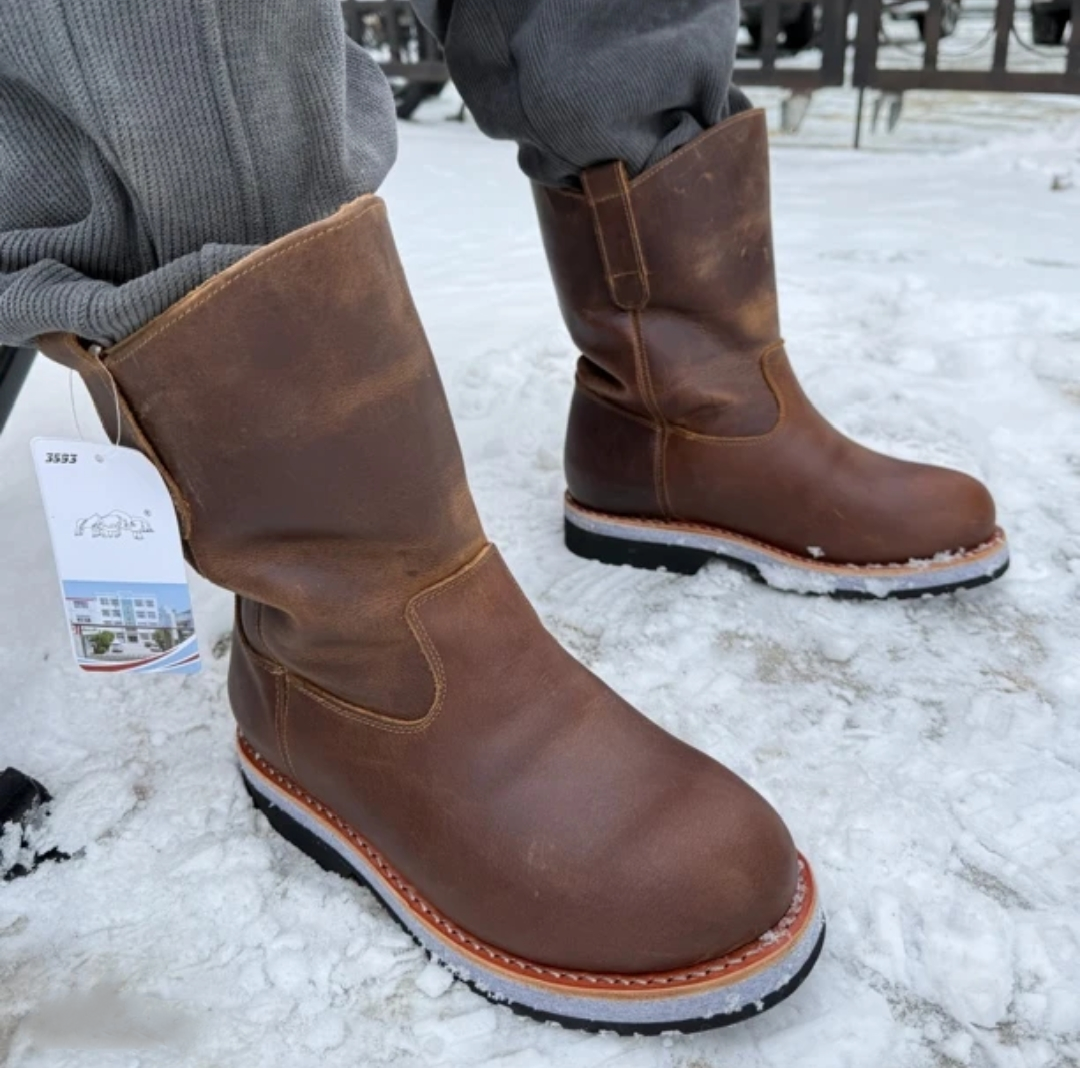 Fleece-lined waterproof leather boots
