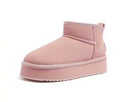 Fleece-lined platform snow boots