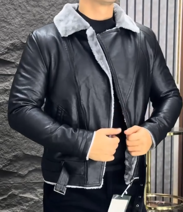 Men's luxury genuine leather jacket