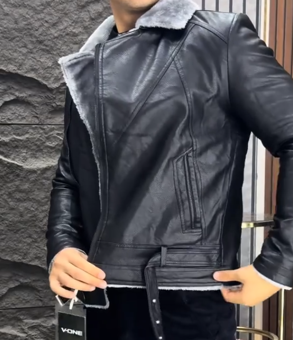 Men's luxury genuine leather jacket