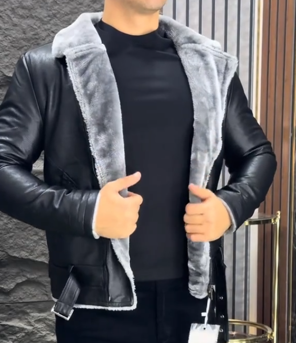 Men's luxury genuine leather jacket