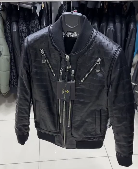 Men's luxury crocodile leather jacket
