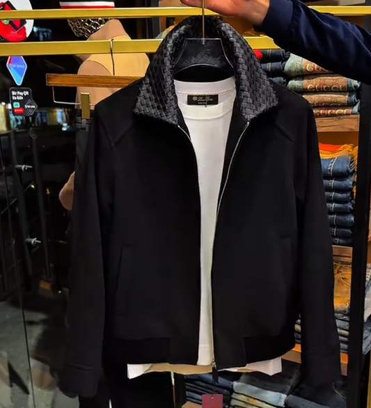 Men's high-end leather collar casual jacket