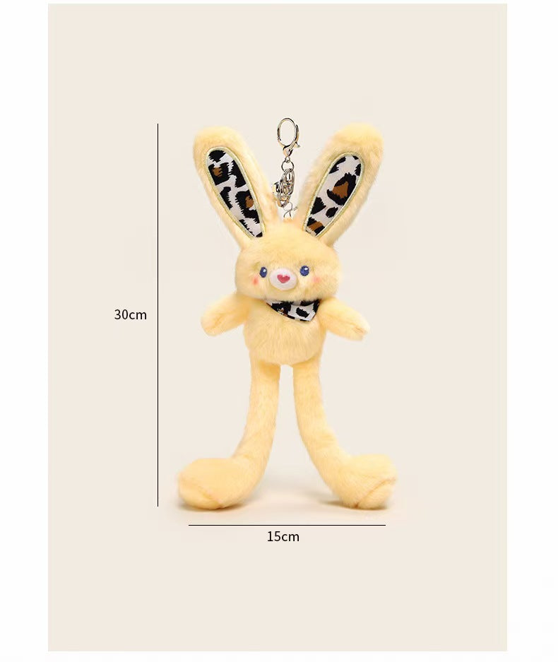 Cartoon leopard print pull-out rabbit keychain bag buckle