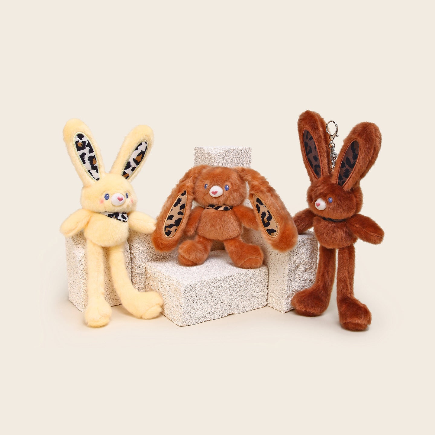 Cartoon leopard print pull-out rabbit keychain bag buckle