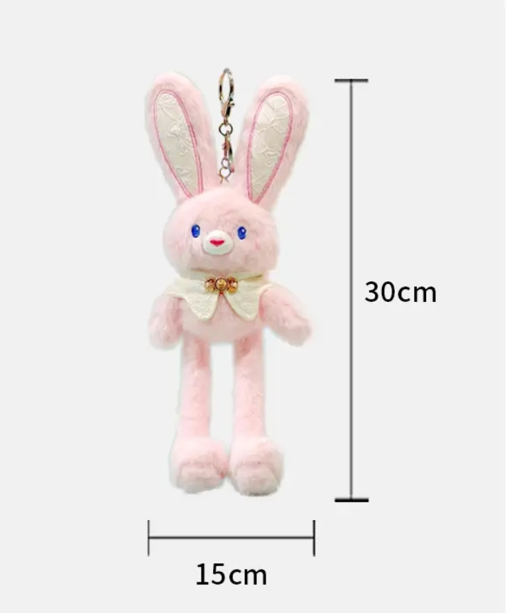 Cartoon Plush Pull-Ear Rabbit Doll Keychain