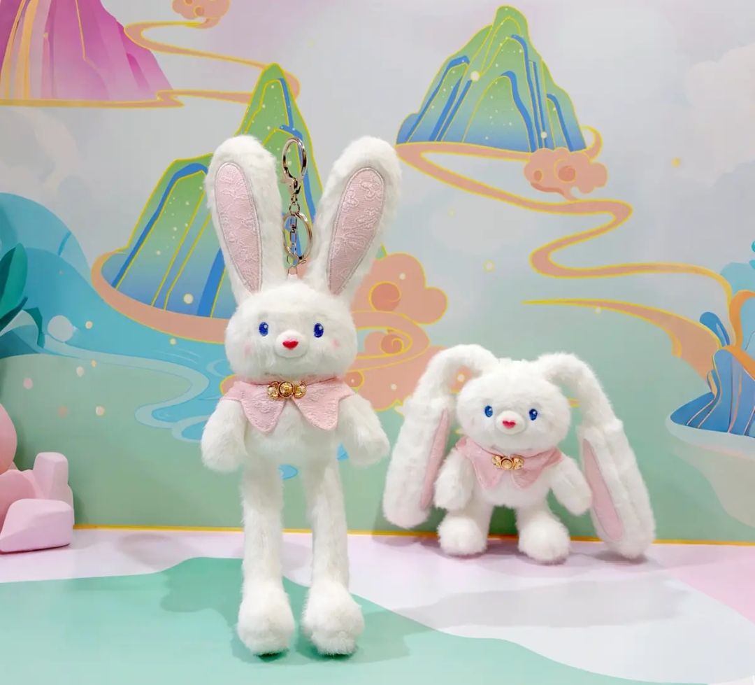 Cartoon Plush Pull-Ear Rabbit Doll Keychain