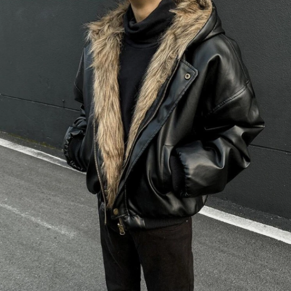 Men's Hooded Reversible Leather Jacket