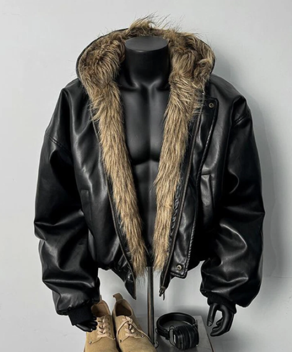 Men's Hooded Reversible Leather Jacket