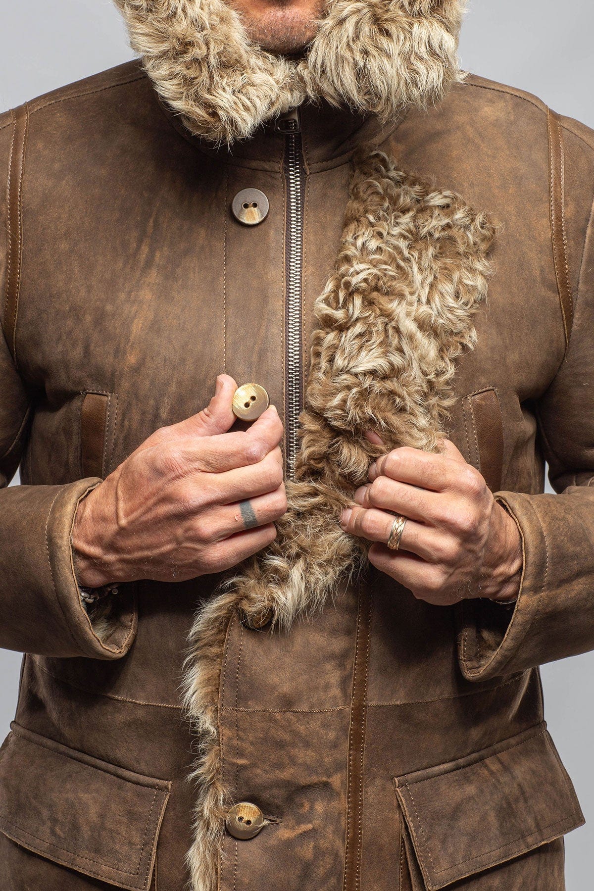 Retro mid-length lamb wool coat