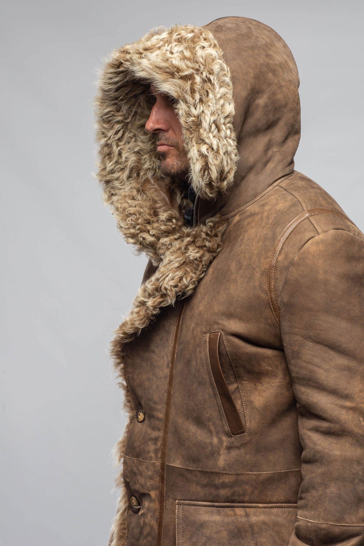 Retro mid-length lamb wool coat