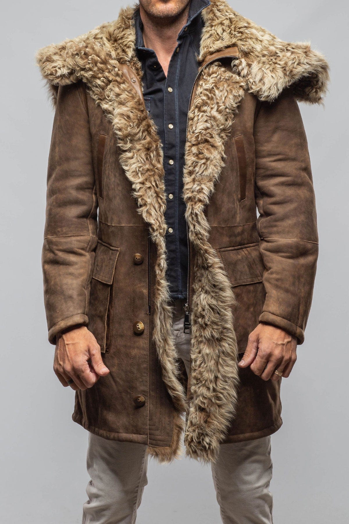 Retro mid-length lamb wool coat