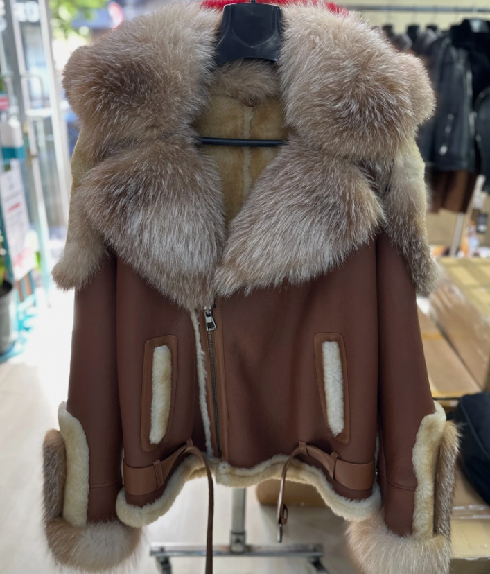 Luxury cashmere men's leather jacket