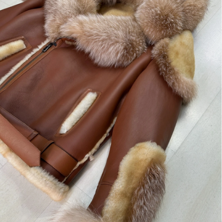 Luxury cashmere men's leather jacket