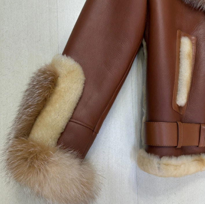 Luxury cashmere men's leather jacket