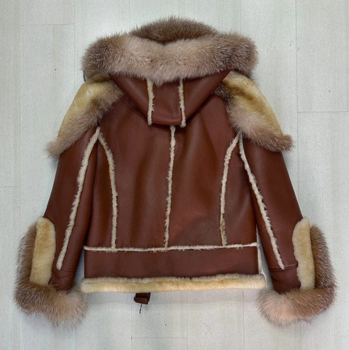 Luxury cashmere men's leather jacket