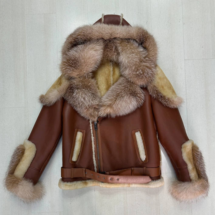 Luxury cashmere men's leather jacket