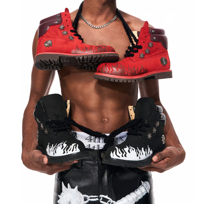 Flame Pattern Genuine Leather Combat Boots