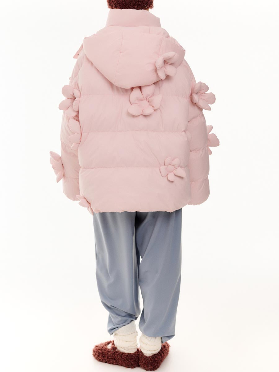 3D Flower Decorative Warm Coat