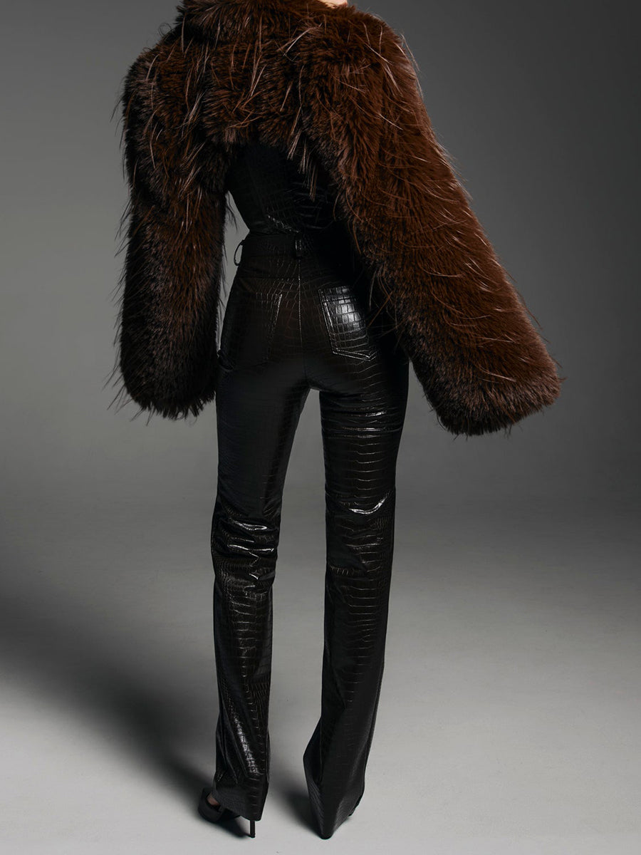 Fahion Faux Fur Cropped Coat