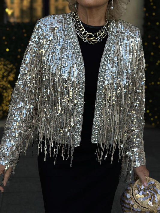 Fashion Sequin Fringe Cardigan