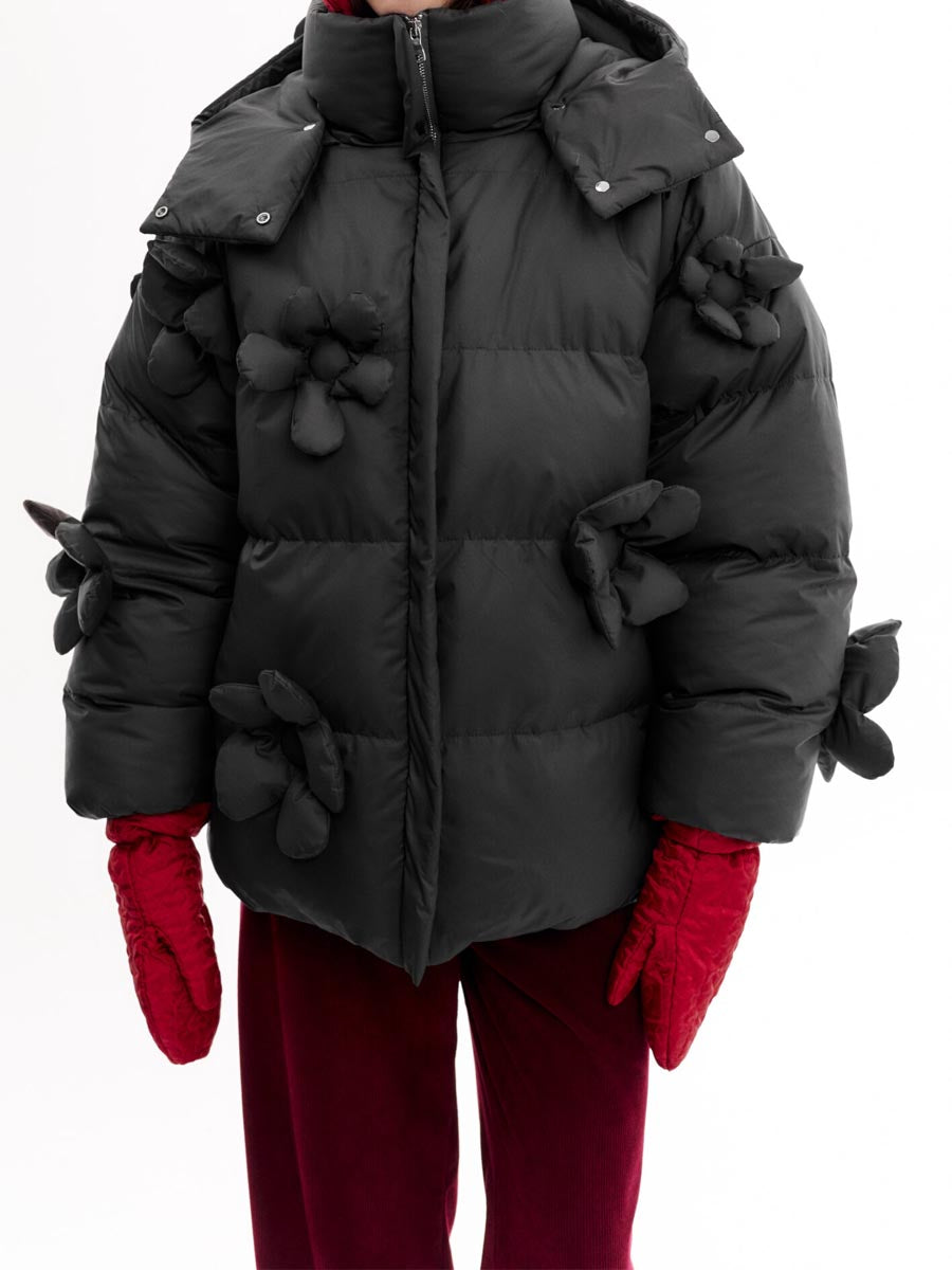 3D Flower Decorative Warm Coat