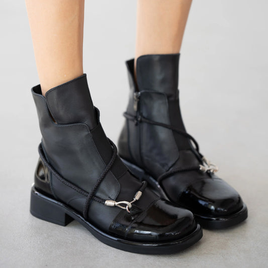 Square Low Heel Side Zip Boots