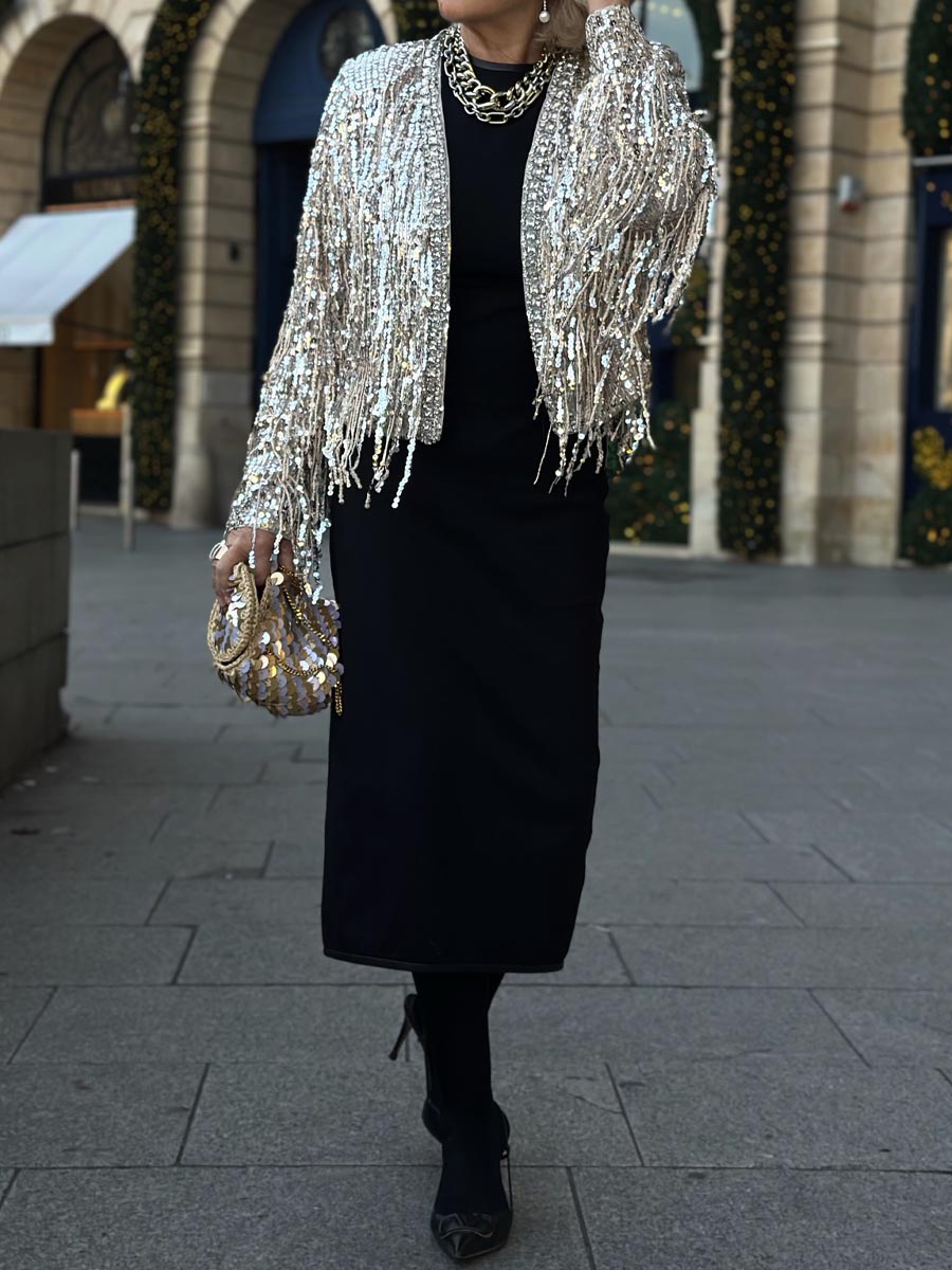 Fashion Sequin Fringe Cardigan