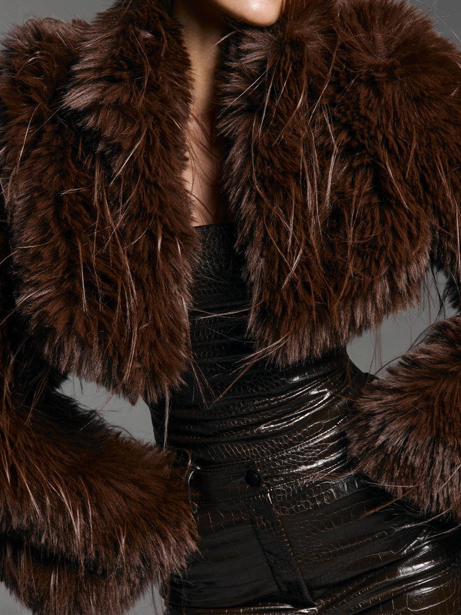 Fahion Faux Fur Cropped Coat