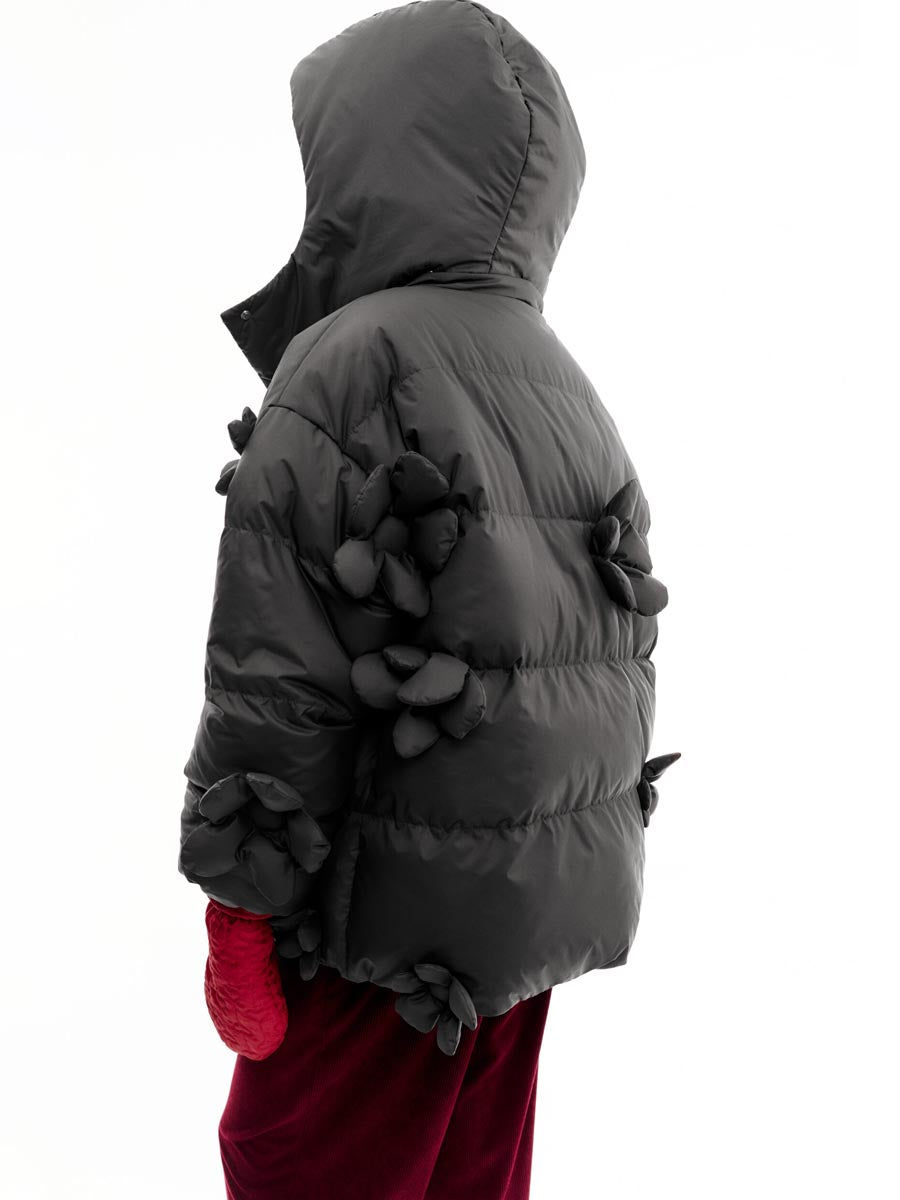 3D Flower Decorative Warm Coat