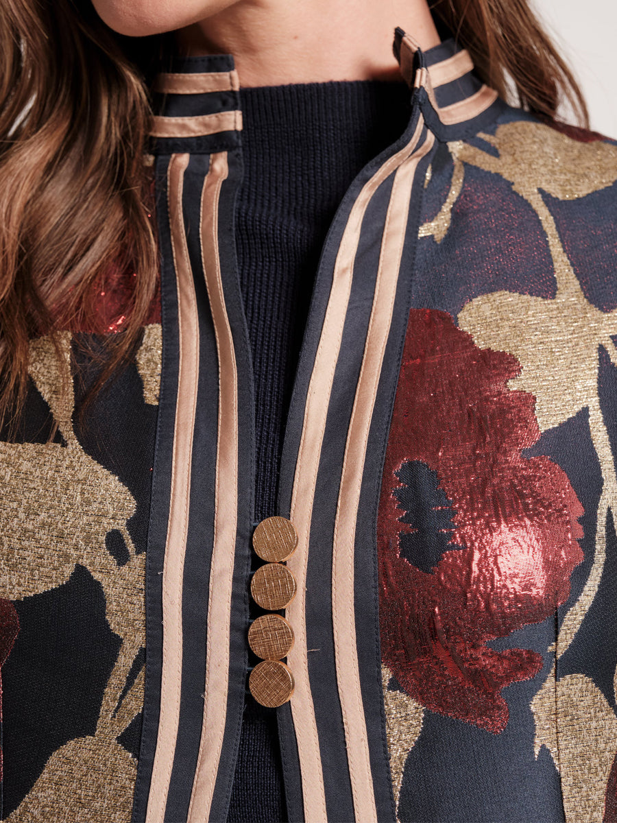 Stand Collar Sleeveless A-line Maxi Jacket