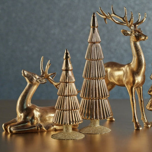 Christmas Alpine Glass Tree on Gold Glitter Base