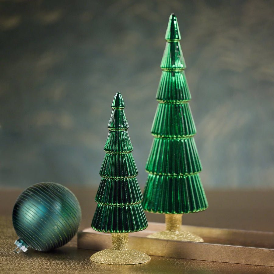 Christmas Alpine Glass Tree on Gold Glitter Base