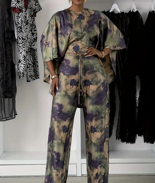 Printed waist-length two-piece suit