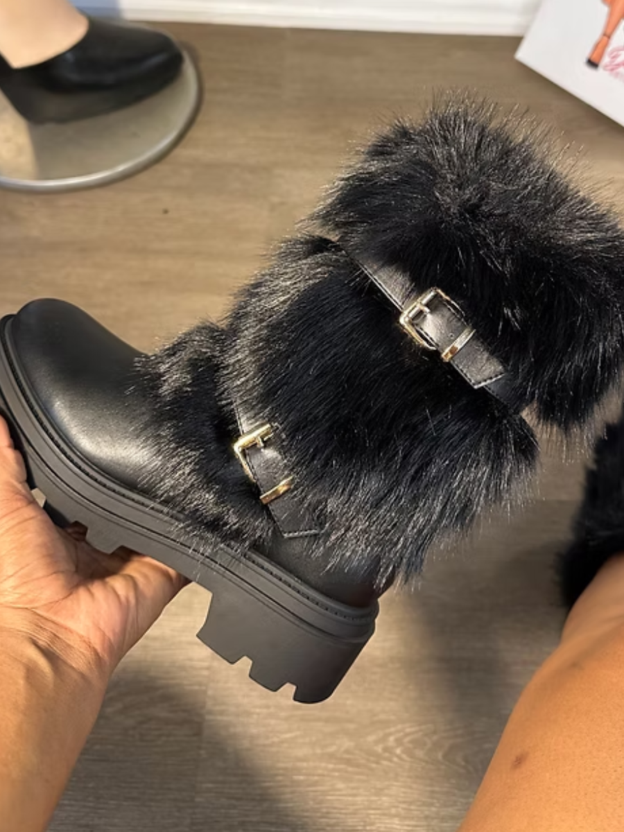 Plush Buckle Boots