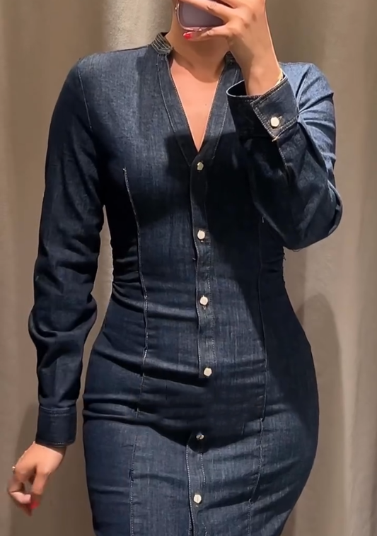 Denim midi dress