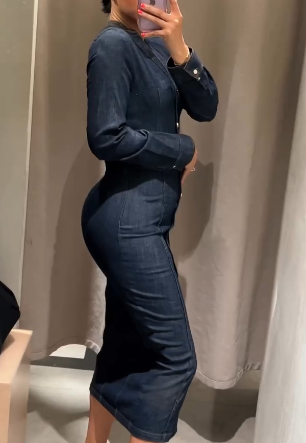 Denim midi dress