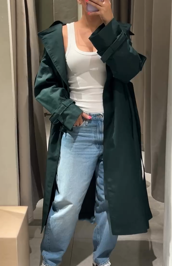Classic dark green trench coat