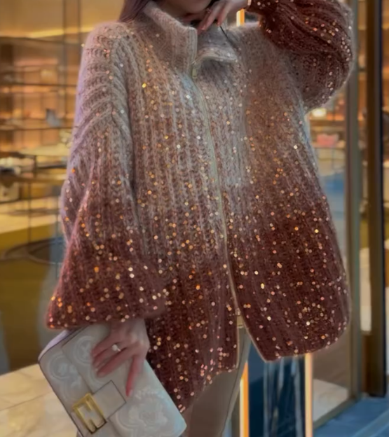 Sequined turtleneck sweater
