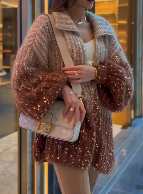 Sequined turtleneck sweater