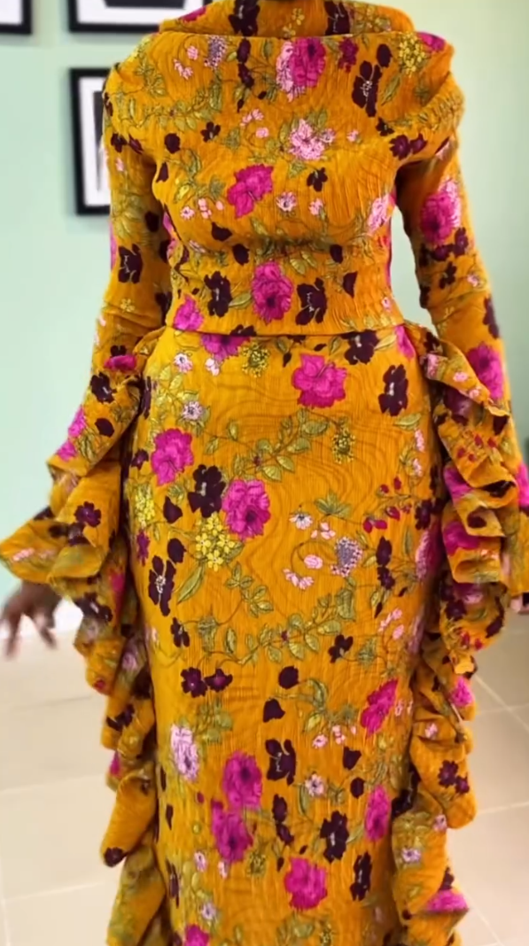 High-neck printed dress